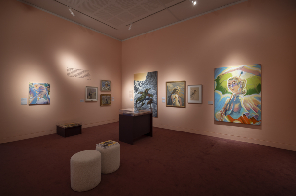 Installation view, J.F. Willumsen and Martin Bigum, Willumsens Museum, 2024, J.F. Willumsen and Martin Bigum, Som et møl mod flammen/ Like a moth to the flame, Willumsens Museum and Randers Kunstmuseum, Jan.-Oct. 2024, curated by Merete Sanderhoff