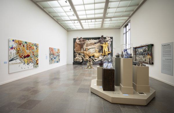 Installation view, J.F. Willumsen and Martin Bigum, Willumsens Museum, 2024, J.F. Willumsen and Martin Bigum, Som et møl mod flammen/ Like a moth to the flame, Willumsens Museum and Randers Kunstmuseum, Jan.-Oct. 2024, curated by Merete Sanderhoff