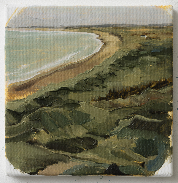 View over Jammerbugten towards Løkken, DK, 2013, Oil on canvas, 20 x 20 cm, private collection
