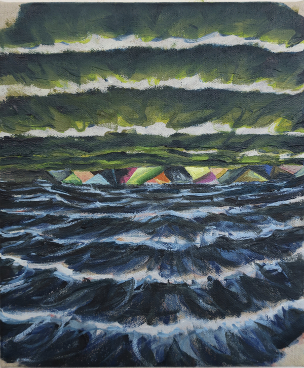 Tide and ebb, 2016, Oil on canvas w. rabbitglue, 30 x 25 cm, private collection