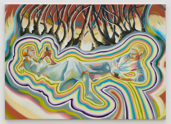 Generation Veneration (Elletrunter), 175 x 125 cm, oil on canvas, 2024, The bubbles ( and the Lions Mane Jelly Fish!) in the creek, Charlotte Fogh Gallery, Oct.-Nov. 2024