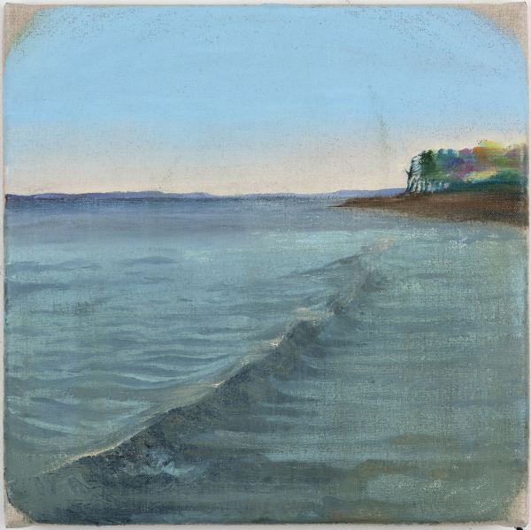 Early morning, Hornbæk Strand, DK, May 28th, 2017, Oil on canvas w. rabbitglue, 30 x 30 cm, private collection