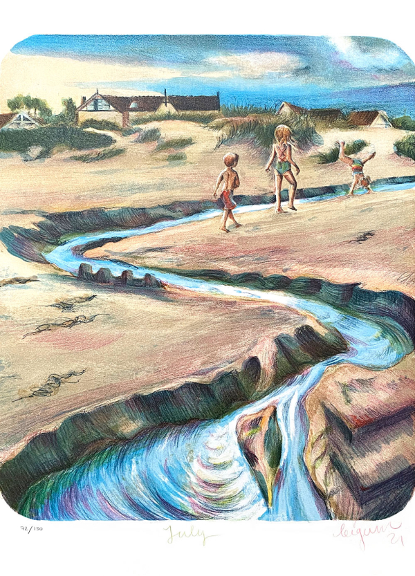 July, litography, 50 x 35 cm, printed in Atelier Clot, Paris, 2022, Another World 2020-21