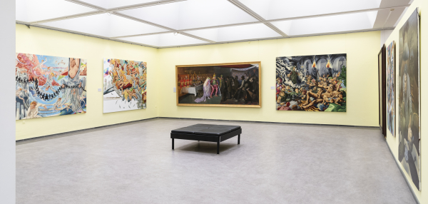 Installation view, J.F. Willumsen and Martin Bigum, Randers Kunstmuseum, 2024, J.F. Willumsen and Martin Bigum, Som et møl mod flammen/ Like a moth to the flame, Willumsens Museum and Randers Kunstmuseum, Jan.-Oct. 2024, curated by Merete Sanderhoff