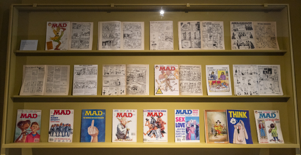 Installation view, J.F. Willumsen and Martin Bigum, Randers Kunstmuseum, 2024, J.F. Willumsen and Martin Bigum, Som et møl mod flammen/ Like a moth to the flame, Willumsens Museum and Randers Kunstmuseum, Jan.-Oct. 2024, curated by Merete Sanderhoff