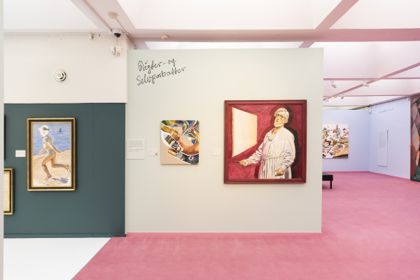 Installation view, J.F. Willumsen and Martin Bigum, Randers Kunstmuseum, 2024, J.F. Willumsen and Martin Bigum, Som et møl mod flammen/ Like a moth to the flame, Willumsens Museum and Randers Kunstmuseum, Jan.-Oct. 2024, curated by Merete Sanderhoff