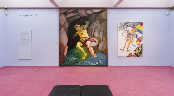 Installation view, J.F. Willumsen and Martin Bigum, Randers Kunstmuseum, 2024, J.F. Willumsen and Martin Bigum, Som et møl mod flammen/ Like a moth to the flame, Willumsens Museum and Randers Kunstmuseum, Jan.-Oct. 2024, curated by Merete Sanderhoff