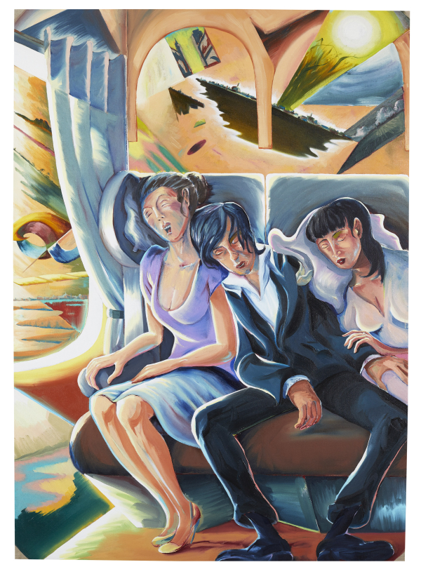 Night Train, 175 x 125 cm, oil on canvas, w. rabbit glue 2021, private collection, Another World 2020-21