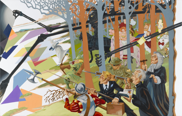 The Hunt Of The Unicorn, 2007, oil on canvas, 180 x 300 cm, private collection