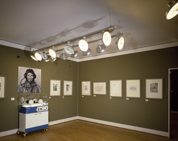 Incubator, installation, and sketches and drawings for Literary Body, Installation view, Statens Museum for Kunst/ Kobberstiksamlingen, 1995