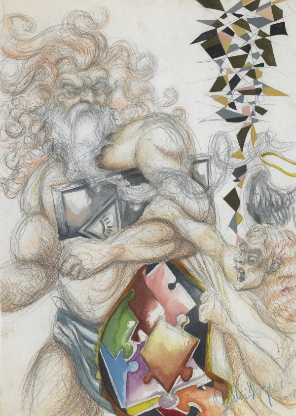 Power, 2009, A3, watercolor, pastel, crayon